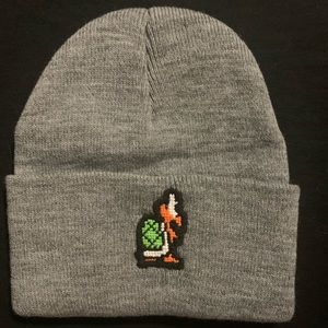 Mario Turtle Character on Gray beanie